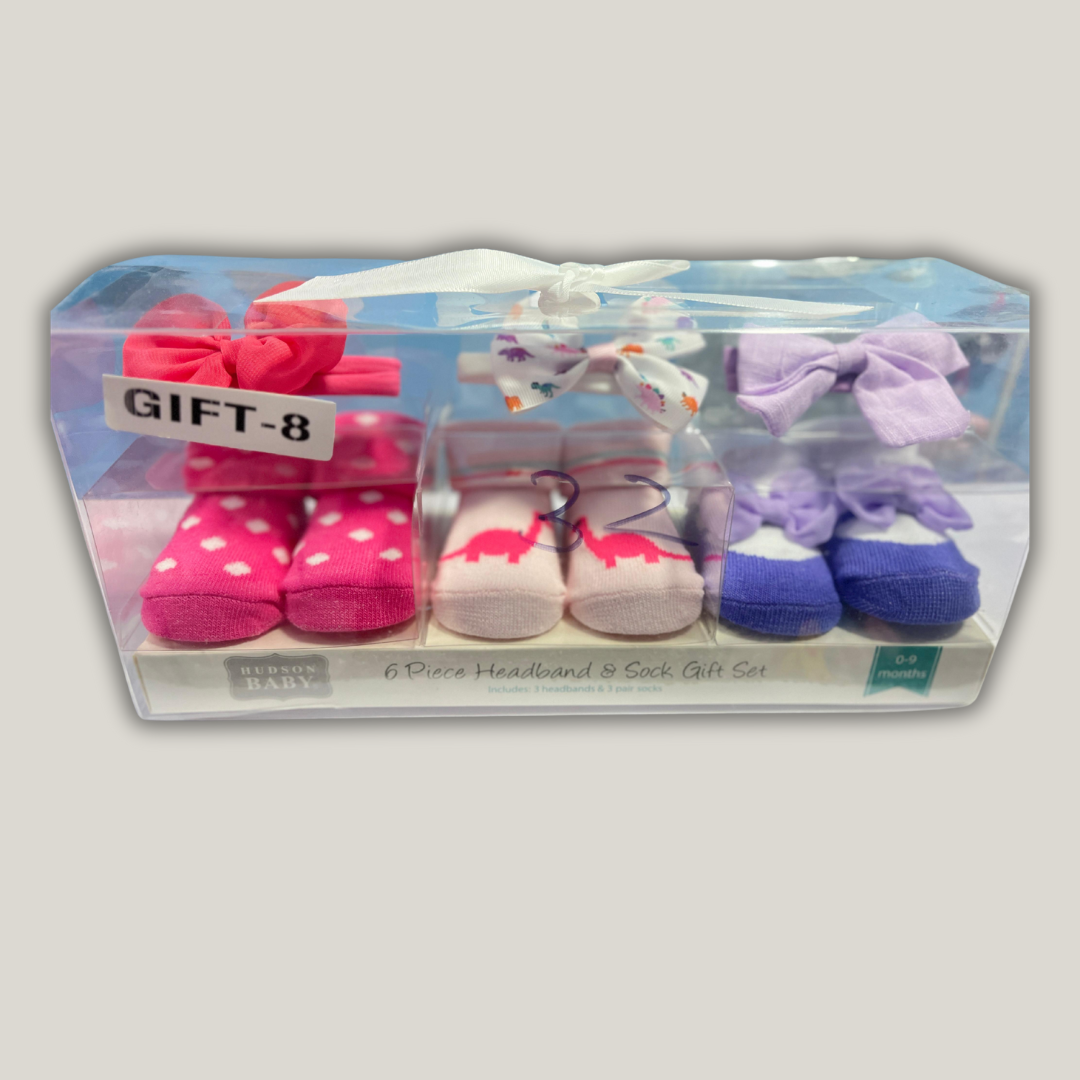 Baby Girls' Headband and Socks Set, 6 Piece 0-9 Months