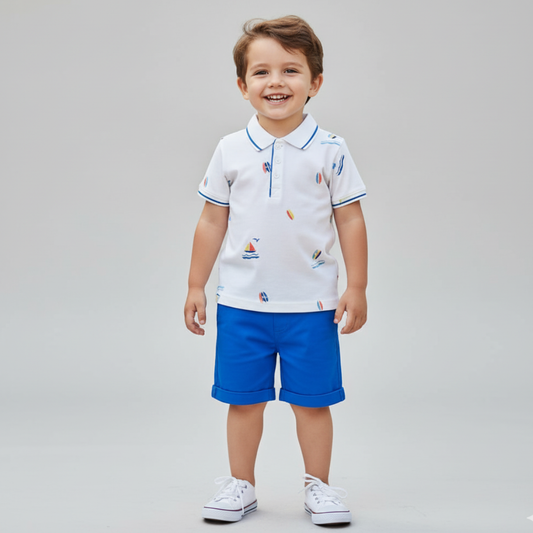 Boys’ Nautical Polo T-Shirt & Shorts Set
