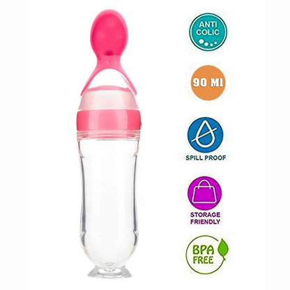 Infant Baby Squeezy Silicone Food Feeder- 90 ml - Multicolor
