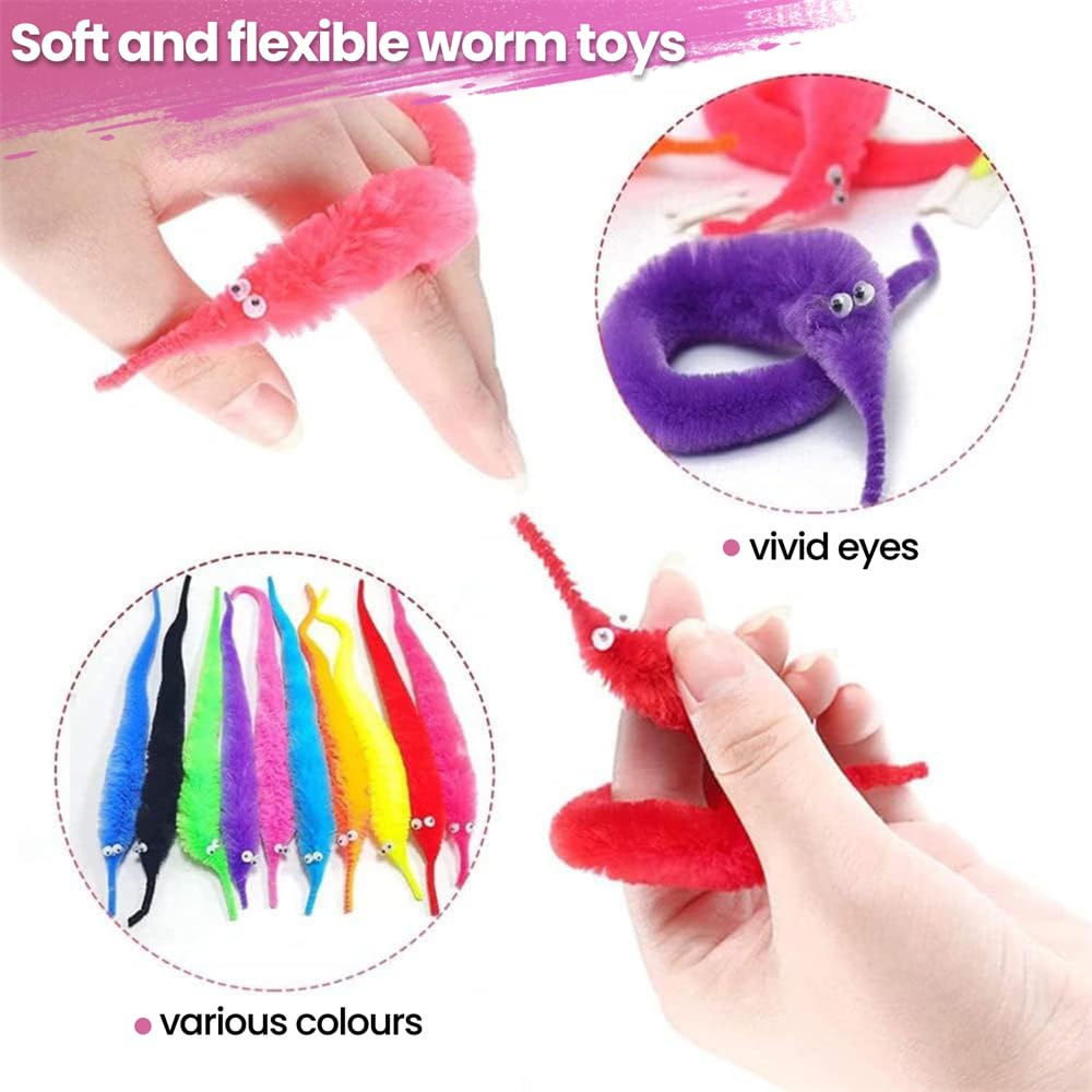 Magic Moving Worm Toys – Set of 5 Colorful Wiggle Pets