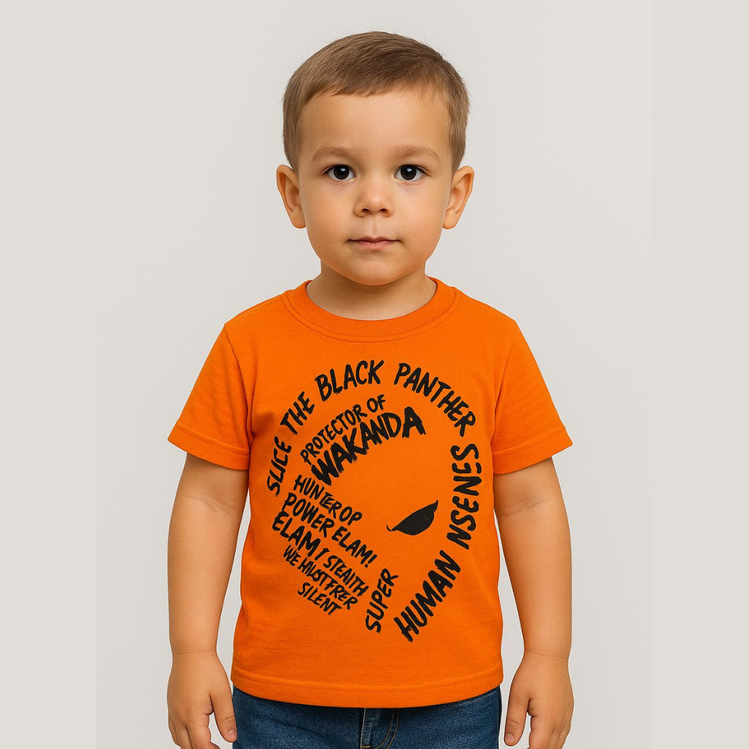 Kids' Black Panther Graphic T-Shirt – Orange