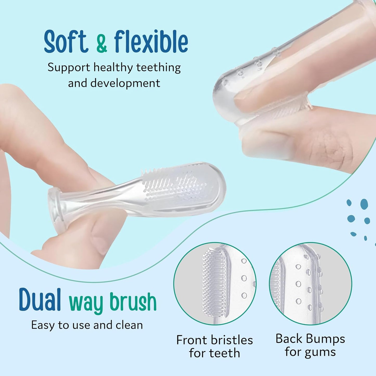 Baby Silicone Finger Toothbrush with case for Easy Cleaning
