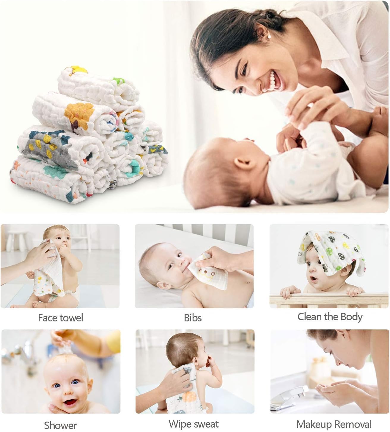Muslin Cotton Face Towels For Newborn Baby Extra Soft Hankies (Pack Of 2)
