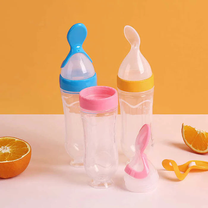 Infant Baby Squeezy Silicone Food Feeder- 90 ml - Multicolor