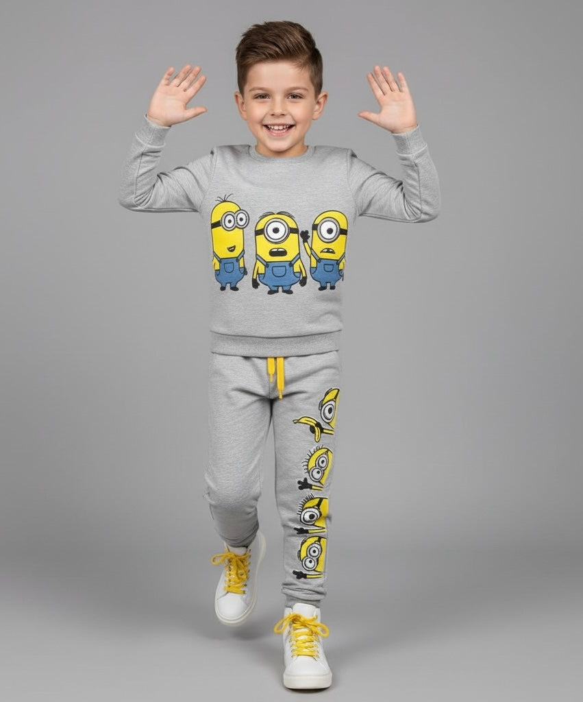 Kids' Minions Printed Sweatshirt & Jogger Set – 2-Piece Loungewear