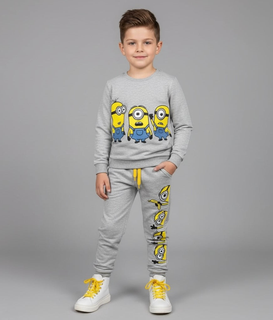 Kids' Minions Printed Sweatshirt & Jogger Set – 2-Piece Loungewear