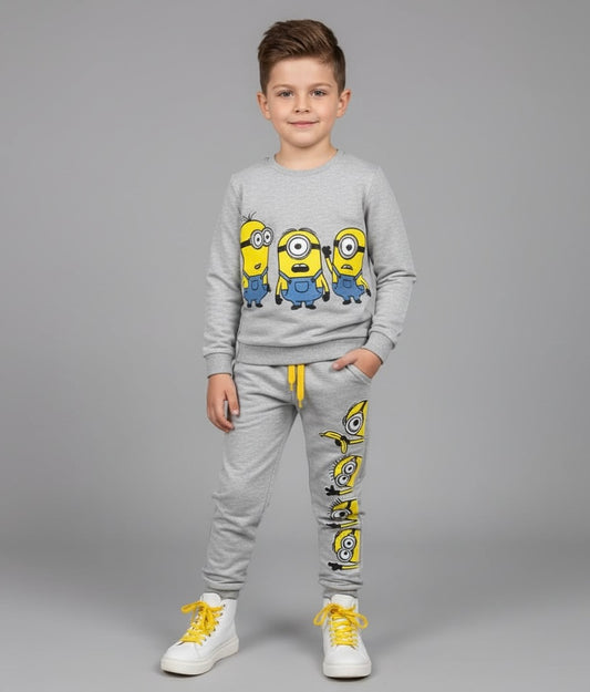 Kids' Minions Printed Sweatshirt & Jogger Set – 2-Piece Loungewear